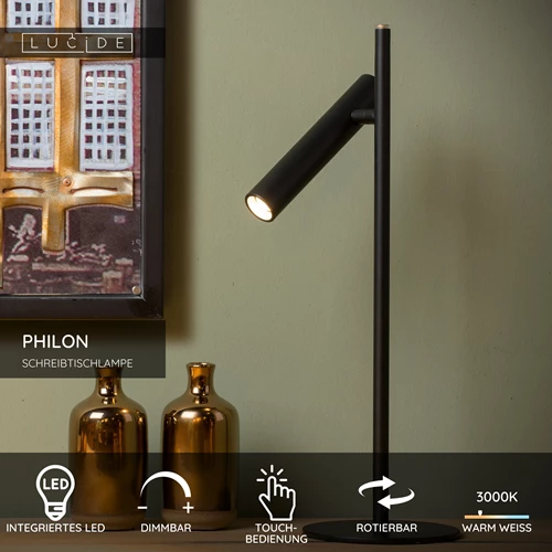 Lucide PHILON - Schreibtischlampe - Ø 13 cm - LED Dim. - 1x4,5W 3000K - Schwarz - USP